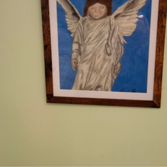 Hand Crafted Angel Colored Pencil Drawing Framed 9x11" - Picture 5 of 14